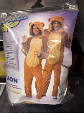 Unisex Brown Lion Hooded Jumpsuit Costume